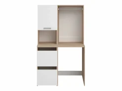 Vente-unique Mueble Para Lavadora | Mueble para lavadora, perchero y estante, natural claro & blanco, L111 x Alt. 184 cm, ERKANO