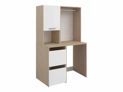 Vente-unique Mueble Para Lavadora | Mueble para lavadora, perchero y estante, natural claro & blanco, L111 x Alt. 184 cm, ERKANO