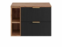 Mueble suspendido estriado para lavabo con estantes - - An80 cm - ZEVARA < Vente-unique Online