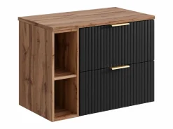 Mueble suspendido estriado para lavabo con estantes - - An80 cm - ZEVARA < Vente-unique Online