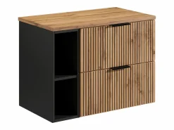 Mueble suspendido para lavabo con estantes - Natural claro - An80 cm - MADELA < Vente-unique Online