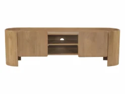 Mueble TV con 2 puertas y 2 huecos en madera de mango - Natural - ISLARA < Vente-unique Best