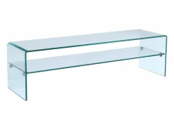 Mueble TV STILEOS - 1 hueco - Cristal templado curvo 12 mm < Vente-unique Outlet