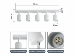 5 focos de techo LED s GU10 llama 330° giratorio lámpara de pared industrial moderna para sala de estar dormitorio sin bombilla < NETTLIFE