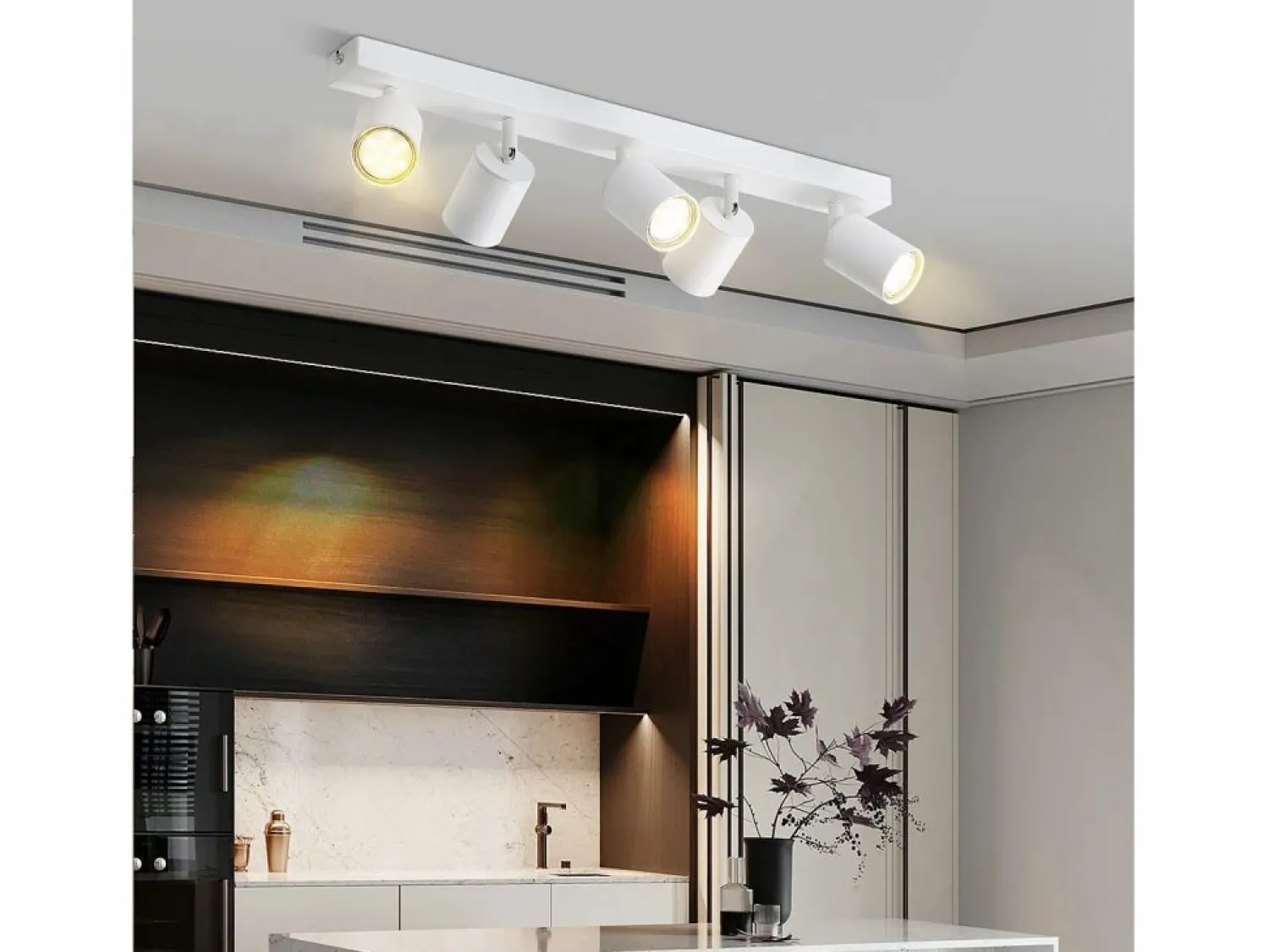 5 focos de techo LED s GU10 llama 330° giratorio lámpara de pared industrial moderna para sala de estar dormitorio sin bombilla < NETTLIFE