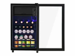 DripeX Electrodomésticos De Frío | Nevera de 76L con congelador y cajón para verduras - Clase E - con LED y puerta de vidrio - 42dB - temperatura ajustable - 43.5x40x71.6cm
