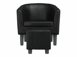 Nykøbing Mors Sillón con taburete cuero sintético < Garden Furniture Discount