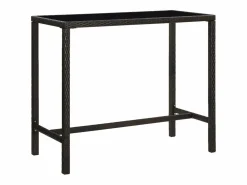 Orren Mesa alta de jardín ratán sintético y vidrio marrón 130x60x110cm < Garden Furniture New