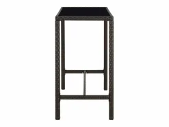 Orren Mesa alta de jardín ratán sintético y vidrio marrón 130x60x110cm < Garden Furniture New