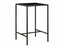 Orren Mesa alta de jardín ratán sintético y vidrio marrón 70x70x110 cm < Garden Furniture Best