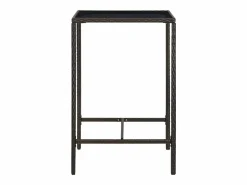 Orren Mesa alta de jardín ratán sintético y vidrio marrón 70x70x110 cm < Garden Furniture Best
