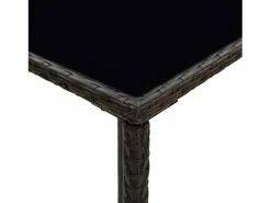 Orren Mesa alta de jardín ratán sintético y vidrio marrón 70x70x110 cm < Garden Furniture Best