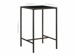Orren Mesa alta de jardín ratán sintético y vidrio marrón 70x70x110 cm < Garden Furniture Best
