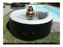 Spa Hinchable * Ospazia Spa hinchable redondo de 6 plazas - - Diámetro: 208 cm - Filtro y cubierta incluidos Negro