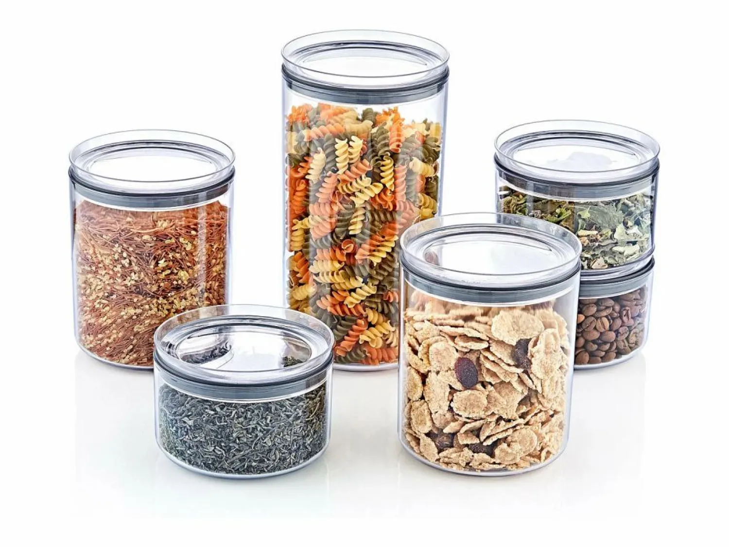 7H SEVEN HOUSE Comida Para Animales De Compañía | Pack 3 Recipientes Herméticos para Alimentos Pequeño Redondo Ø10.5x7.5cm 7house