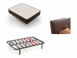 Pack Colchón + Cabecero Tapizado + Somier Descansin | 105x180 | Wengue | Ideal para Personas con Dolores de Espalda | Facil montaje | Silencioso < Online