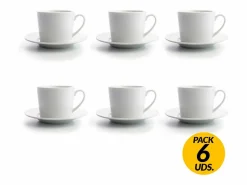 Pack de 6 tazas de café Renova Blanca Quid con plato <