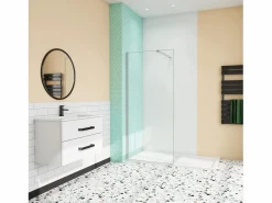 Panel de ducha vidrio 8mm con tratamiento antical,barra 90cm,perfil cromado(118-120)x190cm < Aica New
