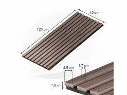 Vicco Panel De Pared | Paneles murales nogal/marrón 120x1.8x40 akustikpaneel