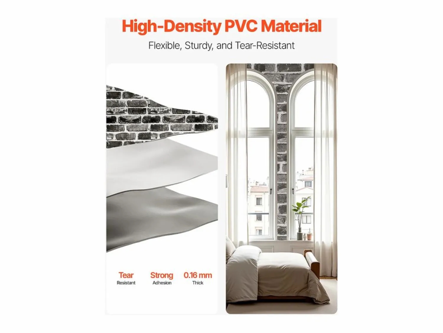 Papel Pintado|Papel Pintado | Papel Pintado Adhesivo de Pared SucceBuy, 45 cm x 10 m, Rollo de Papel Pintado Autoadhesivo en Vinilo, Motivo Ladrillo , para Revestimiento de Pared