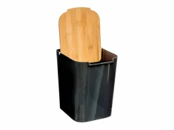 5five Accesorios De Wc * Papelera con tapa en bambú 22,4 x 24,4 cm Negro