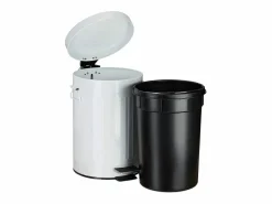 Papelera vintage de metal con pedal para cocina o baño 3 litros color blanco 13_0002319 < Helloshop26 Outlet