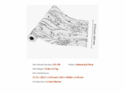 Papel Pintado|Papel Pintado * Papel Pintado Adhesivo de Pared SucceBuy, 45 cm x 10 m, Rollo Papel Pintado Autoadhesivo Vinilo, Motif Floral Botánico , Impermeable Blanco