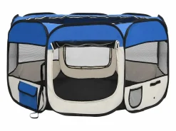 Clicnbuy Seguridad Para Mascotas * Parque de perros plegable y bolsa transporte 110x110x58cm Azul