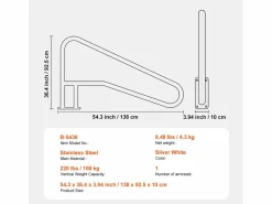 Accesorio Piscina * Pasamanos de Piscina SucceBuy de Acero Inoxidable de 142×94.5 cm para Spas y Piscinas Plateado