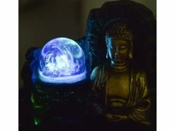 Zen Arôme Estatua | Pequeña fuente de resina de interior con Buda Theravada de LED