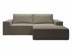 Pequeño Sofá cama rinconera derecha de pana beige AMELIA < Vente-unique Clearance