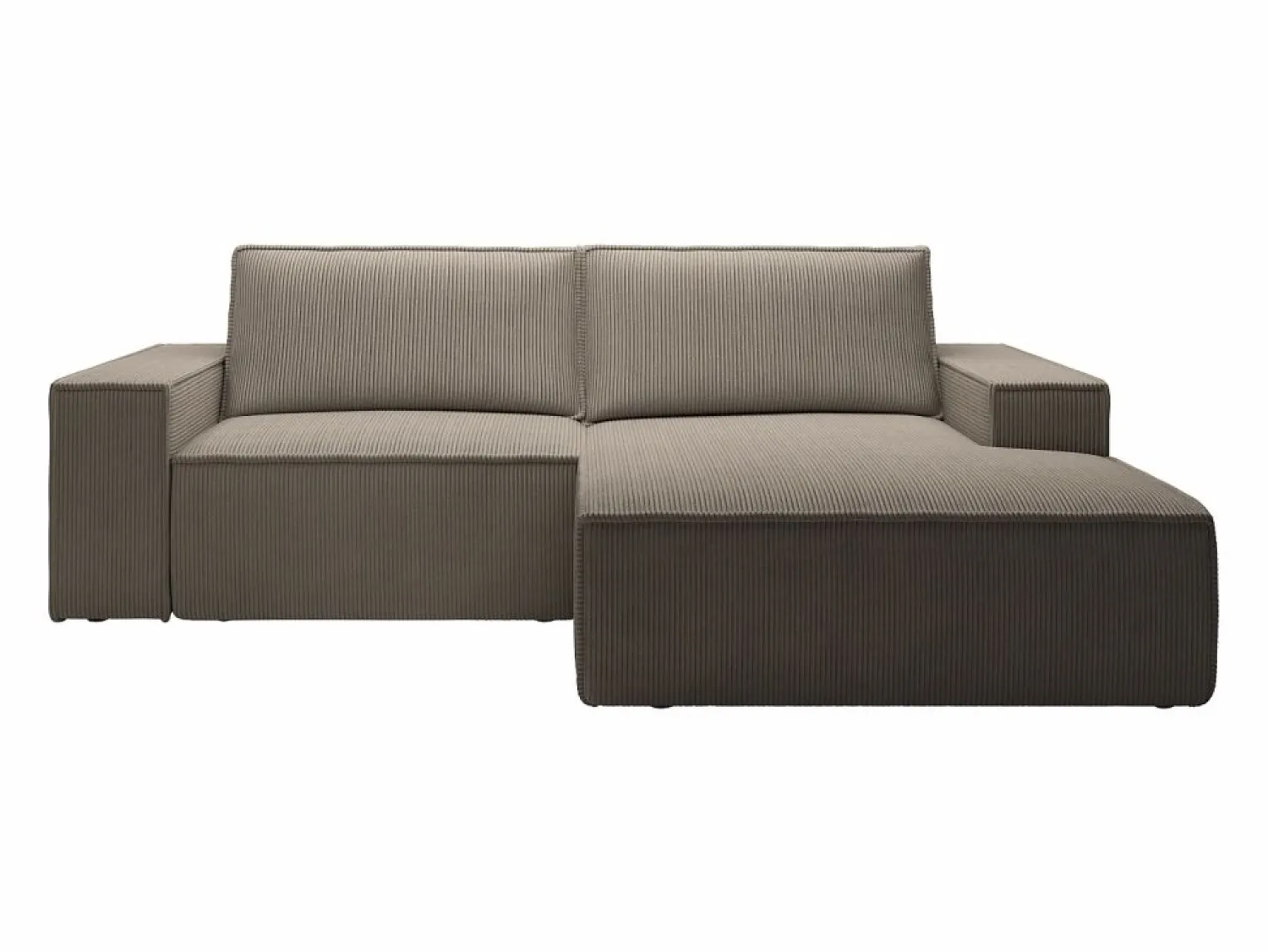 Pequeño Sofá cama rinconera derecha de pana beige AMELIA < Vente-unique Clearance