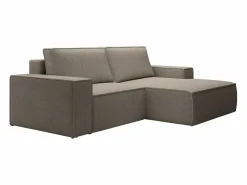 Pequeño Sofá cama rinconera derecha de pana beige AMELIA < Vente-unique Clearance
