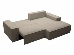 Pequeño Sofá cama rinconera derecha de pana beige AMELIA < Vente-unique Clearance