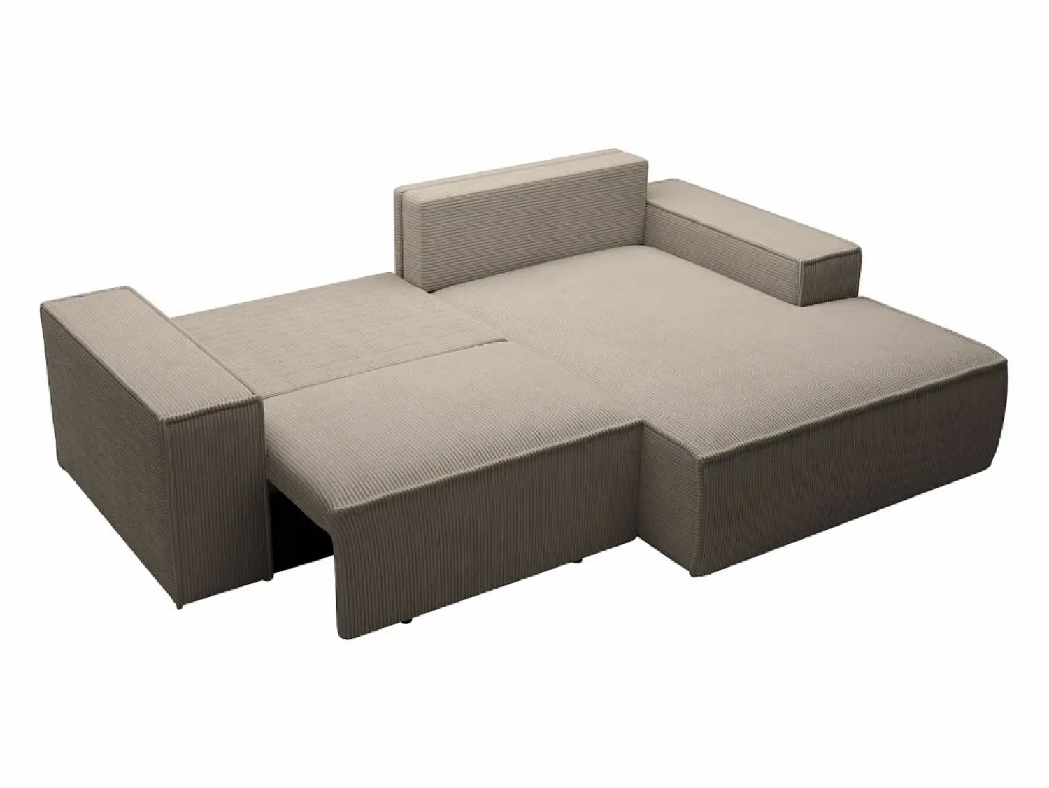 Pequeño Sofá cama rinconera derecha de pana beige AMELIA < Vente-unique Clearance