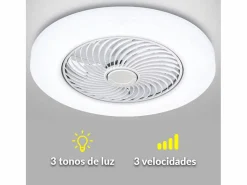 Aire Acondicionado, Ventilación * Plafón ventilador Tristán Helios Home 36W luz LED 3 velocidades + control remoto Ø53x22 cm Blanco
