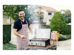 Habitat et jardin Plancha Cocina | Plancha de asar a gas con 3 quemadores y tapa metálica "Fasto" - 7,5 kw - Gris