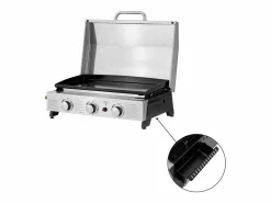 Habitat et jardin Plancha Cocina | Plancha de asar a gas con 3 quemadores y tapa metálica "Fasto" - 7,5 kw - Gris