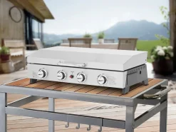 Habitat et jardin Plancha Cocina|Pequeño Electrodoméstico | Plancha de gas 4 quemadores con tapa "Fasto" - 10 kw - Gris