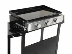 Happy Garden Plancha Cocina * Plancha de gas MÉRIDA 3 quemadores 6kW + carrito - Negro