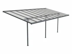 EXPERTLAND Cochera|Pérgola * Pérgola adosada aluminio 18,8 m² antracita ALVARO - Ancho 618 x Prof305 x Alt240/285 cm Gris antracita