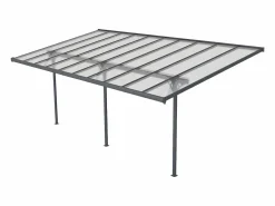 EXPERTLAND Cochera|Pérgola * Pérgola adosada aluminio 18,8 m² antracita ALVARO - Ancho 618 x Prof305 x Alt240/285 cm Gris antracita