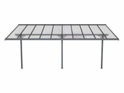 EXPERTLAND Cochera|Pérgola * Pérgola adosada aluminio 18,8 m² antracita ALVARO - Ancho 618 x Prof305 x Alt240/285 cm Gris antracita