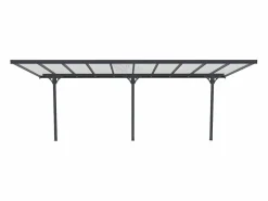 EXPERTLAND Cochera|Pérgola * Pérgola adosada aluminio 18,8 m² antracita ALVARO - Ancho 618 x Prof305 x Alt240/285 cm Gris antracita