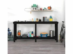 Garden Furniture Garaje * Prolenta Premium - Banco de trabajo de madera maciza de pino negro 180x50x80 cm Multicolor