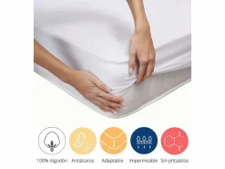 Cambia tus muebles Protector De Colchón | Protector impermeable de 150x190-200 cm de algodón rizo de alto gramaje en blanco Vent