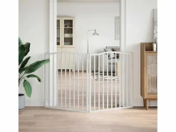 Puerta para perros plegable 2 paneles madera álamo blanca 160cm < Clicnbuy Hot