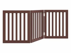 Puerta para perros plegable 3 paneles madera álamo marrón 150cm < Clicnbuy