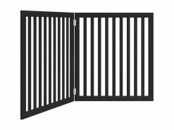Puerta para perros plegable 2 paneles madera álamo negra 160 cm < Clicnbuy Sale