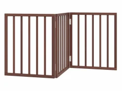 Puerta para perros plegable 3 paneles madera álamo marrón 150cm < Clicnbuy Sale